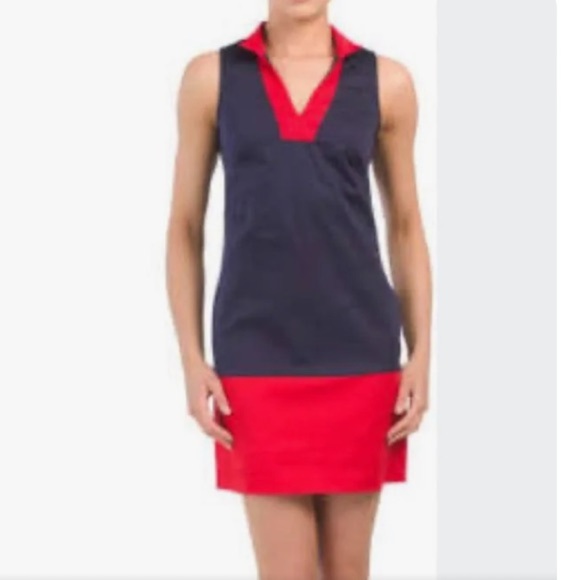 Sail to Sable Dresses & Skirts - Sail to Sable red navy blue sleeveless dress Sz Medium New with tags